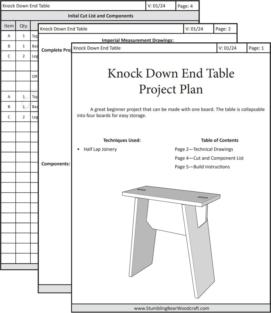 Knock Down End Table